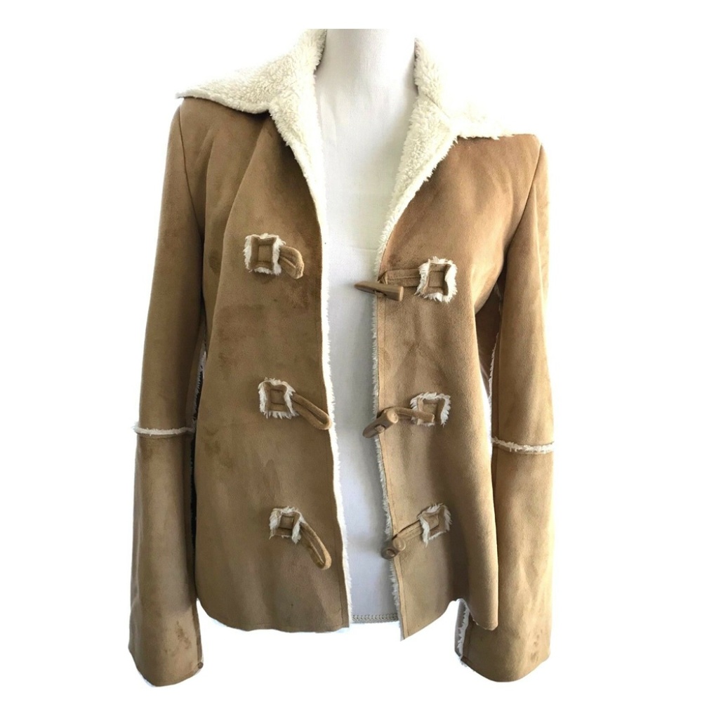 Women’s Tan Shearling Toggle Jacket